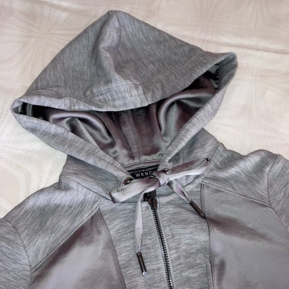 White House Black Market Tops - WHBM Two-Tone Gray Zippered  Hoodie Featuring Pleated Peplum Hem Size XXS